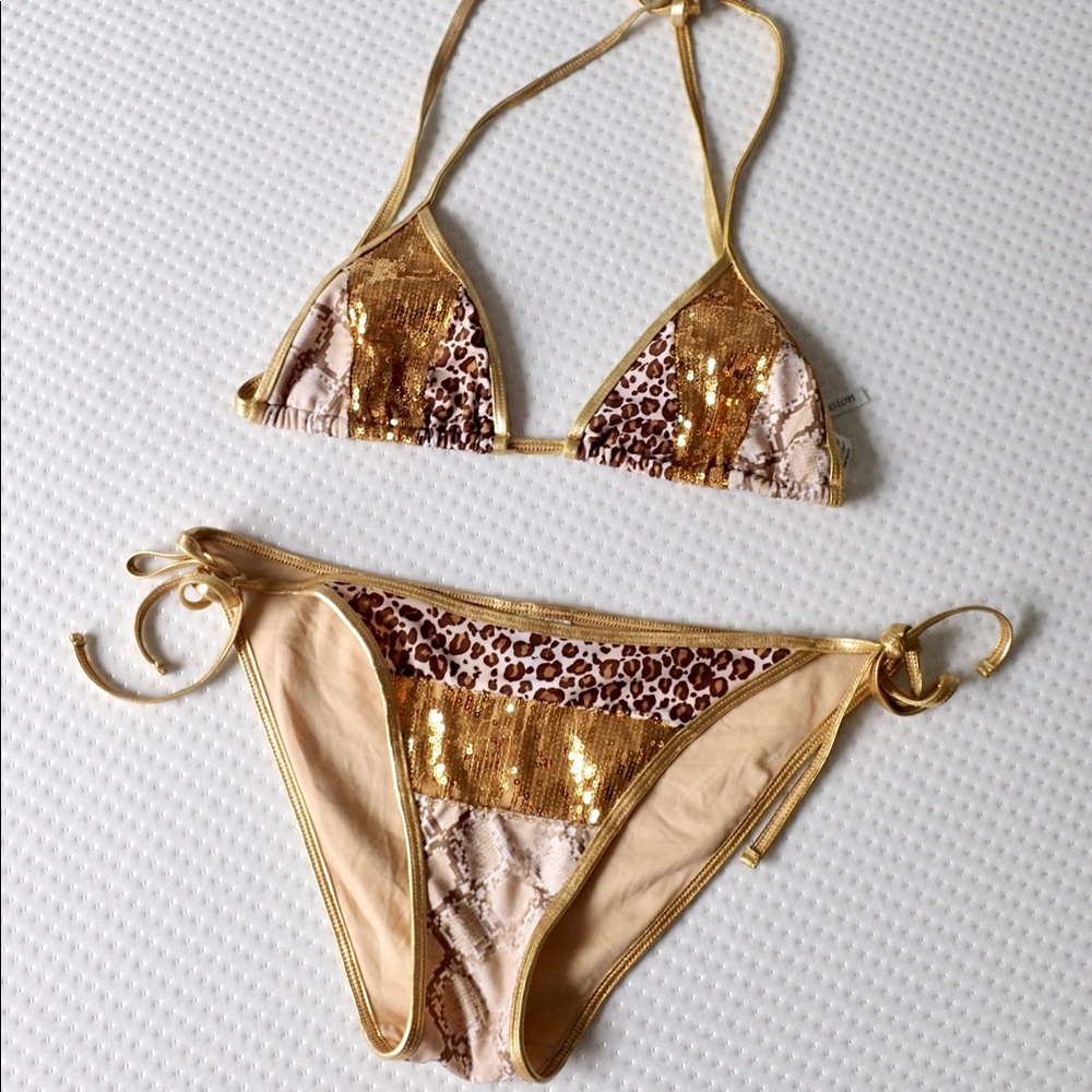 Leopard Triangle Top & Bikini Bottoms